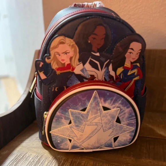 NWT Loungefly Marvel The Marvels Characters Mini Backpack - Picture 2 of 12